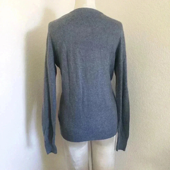 Loft Gray Jeweled Rhinestone Crew Neck Sweater - Picture 2 of 8